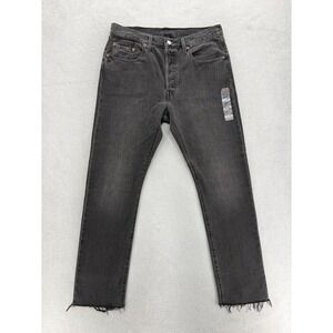 Levis 501 Original Jeans Womens 31x30 Gray Straight Denim Button Fly Raw Hem